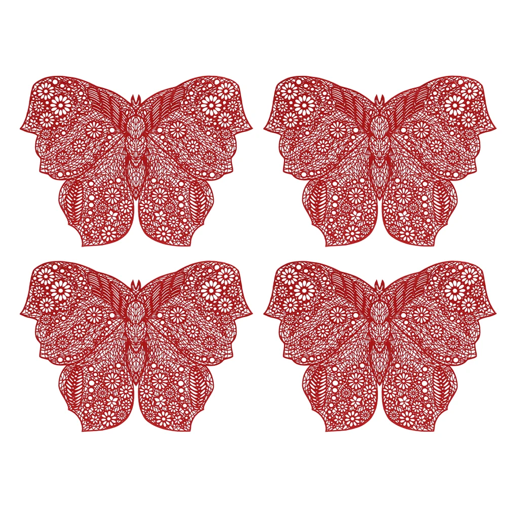 

4pcs Elegant Butterfly Design PVC Placemats Enhance Your Dining Experience with Heat Resistance and Easy Cleaning
