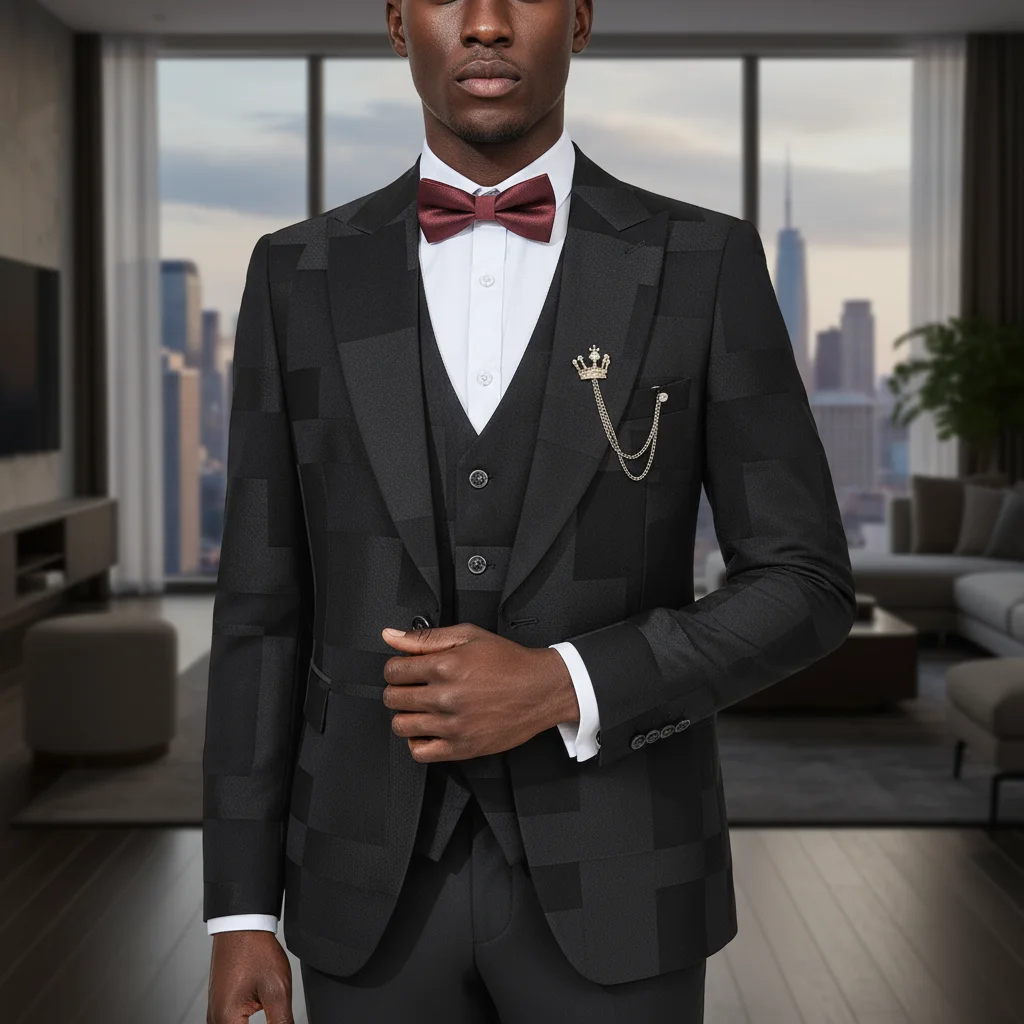 

ST Cassy Высококачественный роскошный мужской костюм Мужской жених свадебный костюм из трех предметов Модное и повседневное праздничное платье Клетчатый полный мужской костюм