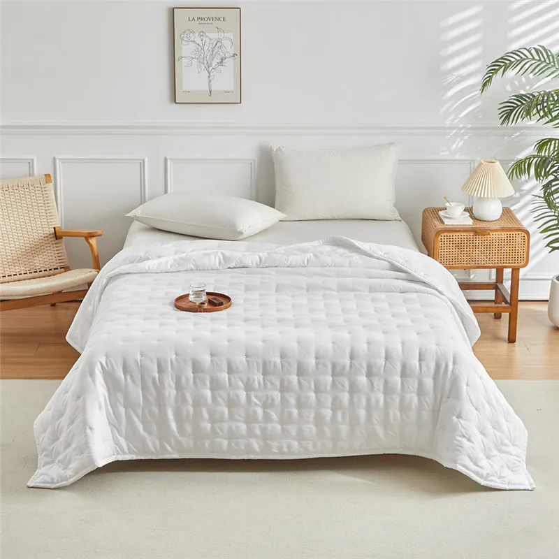 

White Quilted Bedspread Set,Thin Bed Cover with Pillowcase,Solid Khaki,US,UK,AU Size,Summer Quilt Blanket, Hotel Bedding, 2/3Pcs