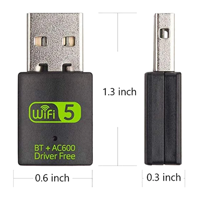 3X USB Wifi Bluetooth Adapter, 600Mbps Dual Band Wireless Network External Receiver,Wifi Dongle For PC/Laptop/Desktop