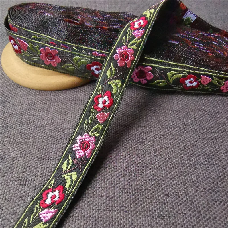 7Yards 12mm 0.5\'\' Flower Jacquard Webbing Ribbon Ethnic Trim Embroidered Lace DIY Garment Curtain Sewing Accessories Farbic