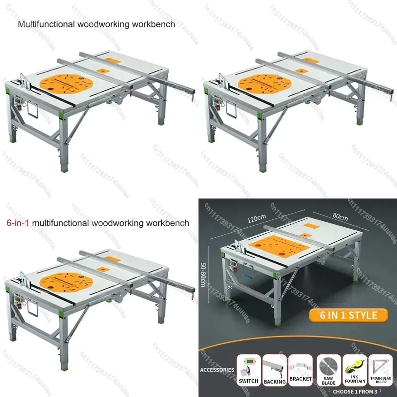 Folding Workbench with Lifting Mechanism Multifunctional Woodworking Table for Upside Down Sliding Table Saw Portable Station
