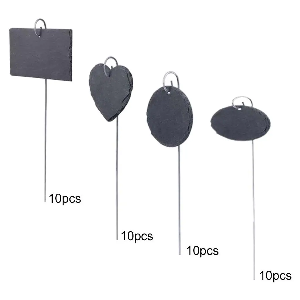 Plant Labels Stainless Steel Rod Labels Durable Slate 10Pcs Decoration Sign Hanger Slate Garden Signs for Nursery Stock Trees