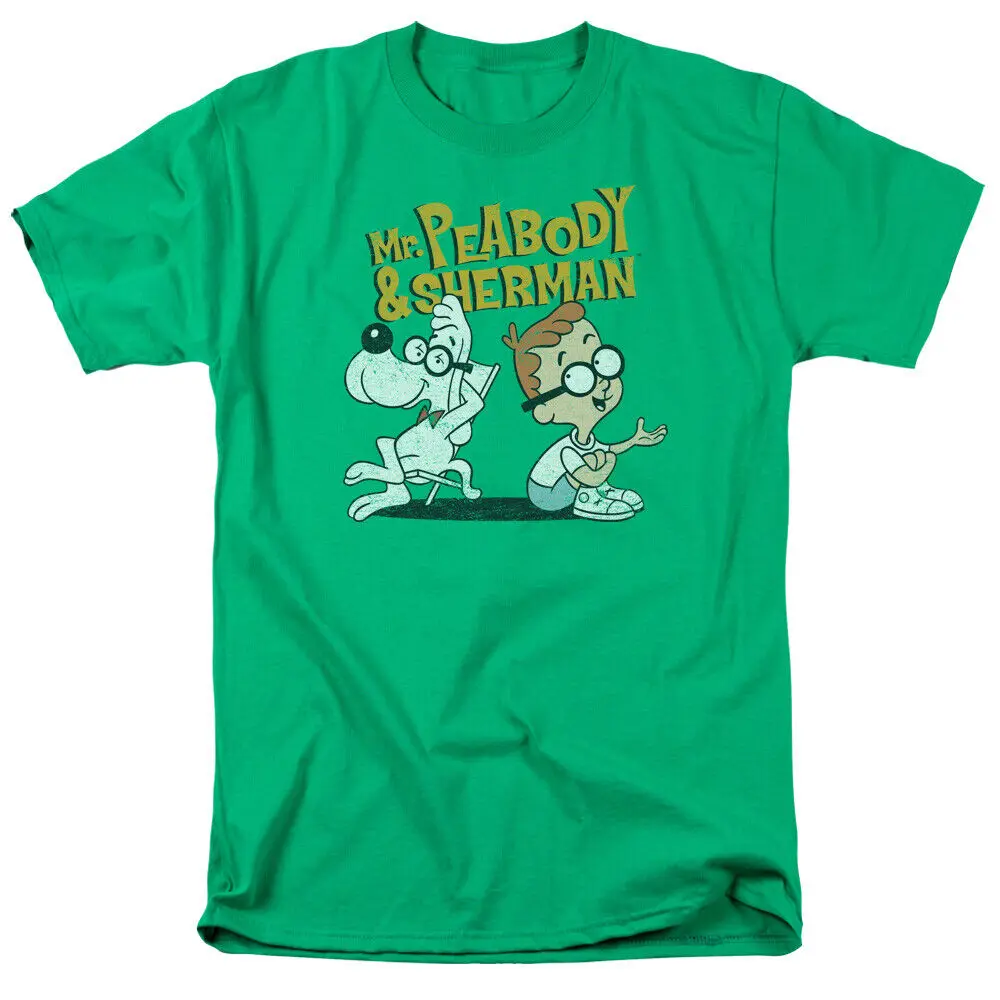 Mr Peabody Sherman Deep Conversation T Shirt Mens Licensed Cartoon Green