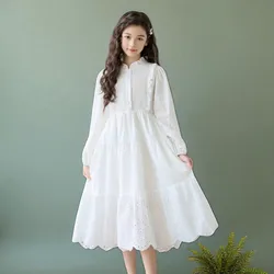 Girls outfits White Princess Dresses for Kids Party Maxi Dress Teenagers School Uniform Children Costumes 6 7 8 9 10 11 13 Years