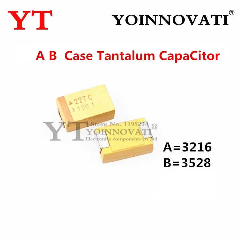 50PCS A B  Case Tantalum CapaCitor 6V 10V 16V 25V 35V 50V 0.1UF 1uf 2.2UF 4.7UF 10UF 22UF 33UF 47UF 100UF 220uF 330UF