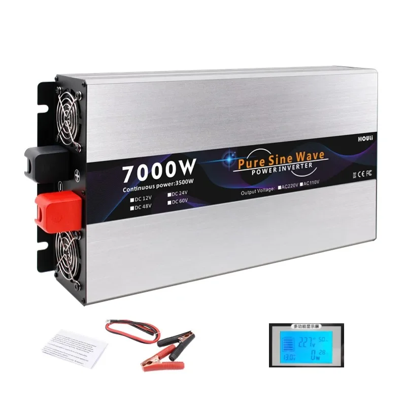 HOULI car power inverter dc 12v 24v 48v 60v to 110v 220v ac converter 7000w solar inverter power dc to ac price