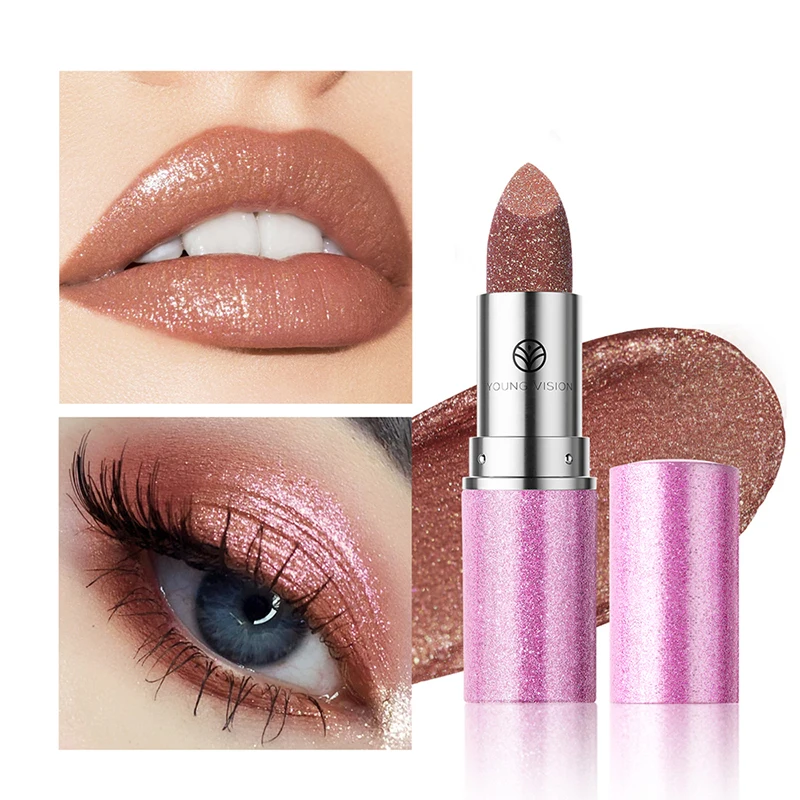 Waterproof Diamond Shimmer Glitter Lip Gloss Pearlescent Solid Lipstick Shiny Pearl Eyeshadow Long Lasting Liptint Women Makeup