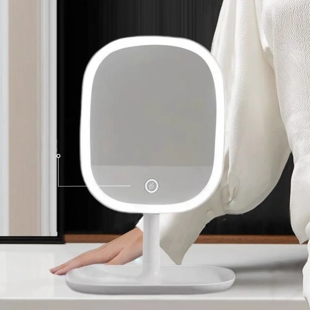 Rotating LED Cosmetic Mirror with Dimmable Light Up Your Beauty Three-color Light LED Vanity Mirror Touch Sensor Switch