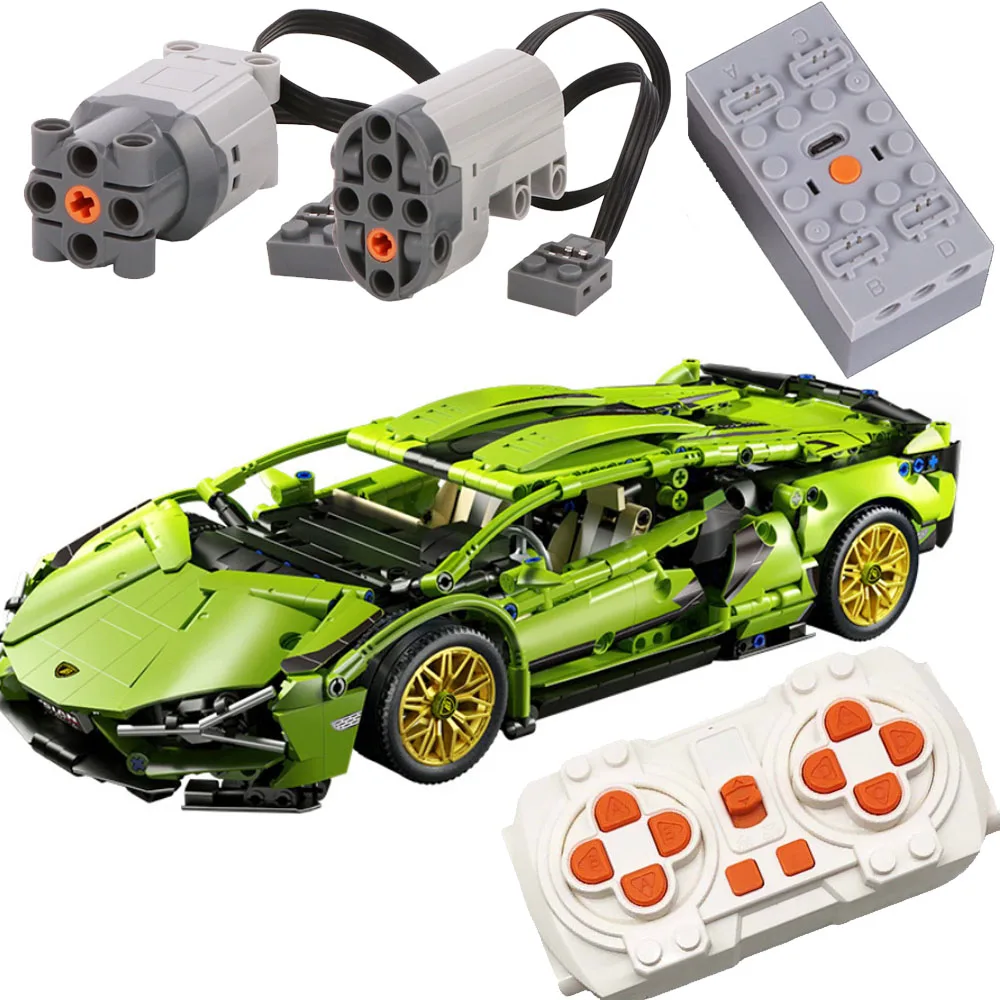 

1:14 MOC Technology Control Cars Building Blocks Bricks Race Cars Motor Luxury Green Bull Gini Sports Models Toys Gifts