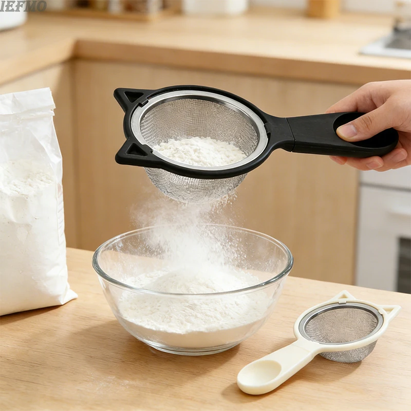 Fine Mesh Flour Sifter Stainless Steel Sieve Ultra Fine Strainer for Baking Powder Sugar Cocoa  Mesh Handle Kitchen Tools