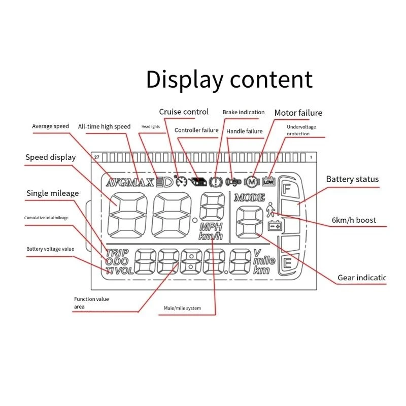 J0MB EN06電気LCDディスプレイメーター24V 36V 48V電圧5pinマウンテンバイクとスクーター用の配線