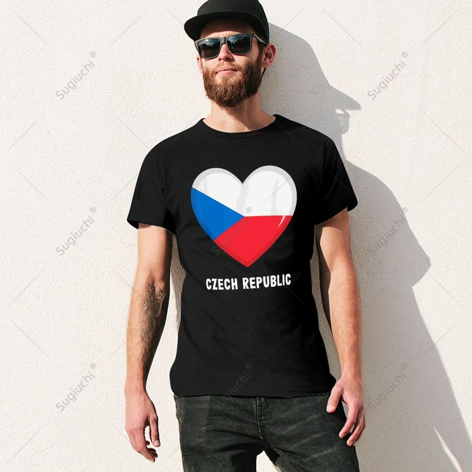 Unisex Men Czech Republic Flag Heart Tshirt Tees T Shirts Women Boys 100% Cotton T-Shirt