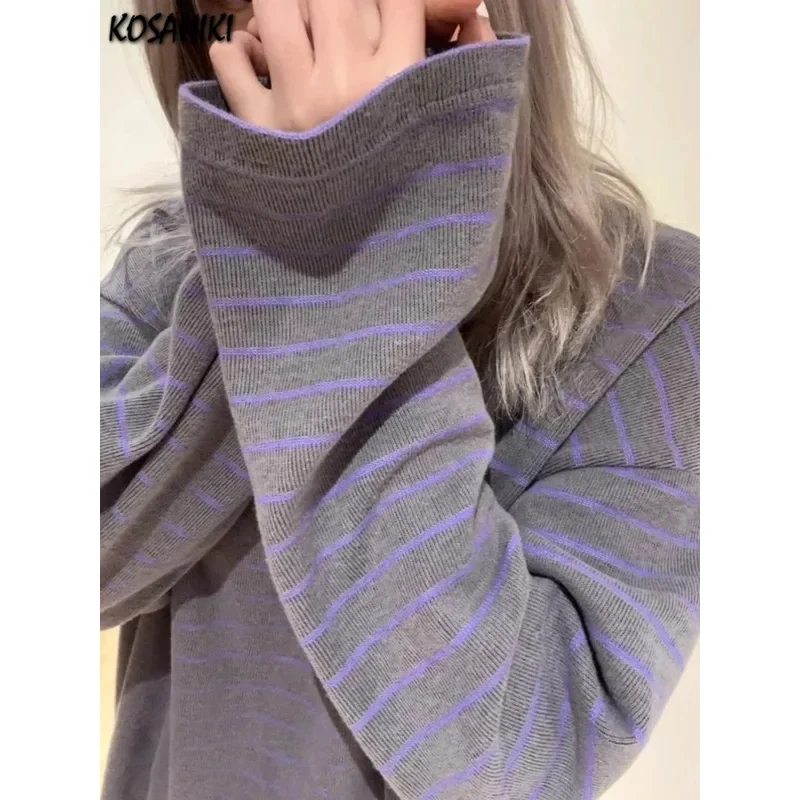 

Весна 2024, эстетические винтажные повседневные футболки Y2k, уличная одежда, полосатые футболки большого размера, женская футболка в стиле Харадзюку в стиле преппи, гранж