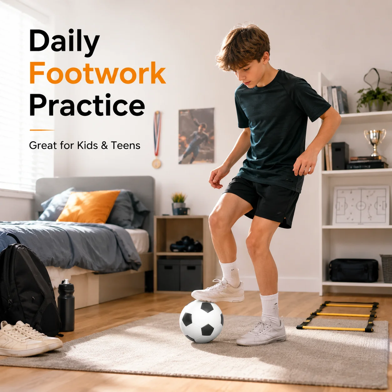 

Silent Soccer Ball Indoor Foam Training Ball 16cm 23cm Soft Bounce Airless Football Toy For Kids Teens Home Exercise Game Sports