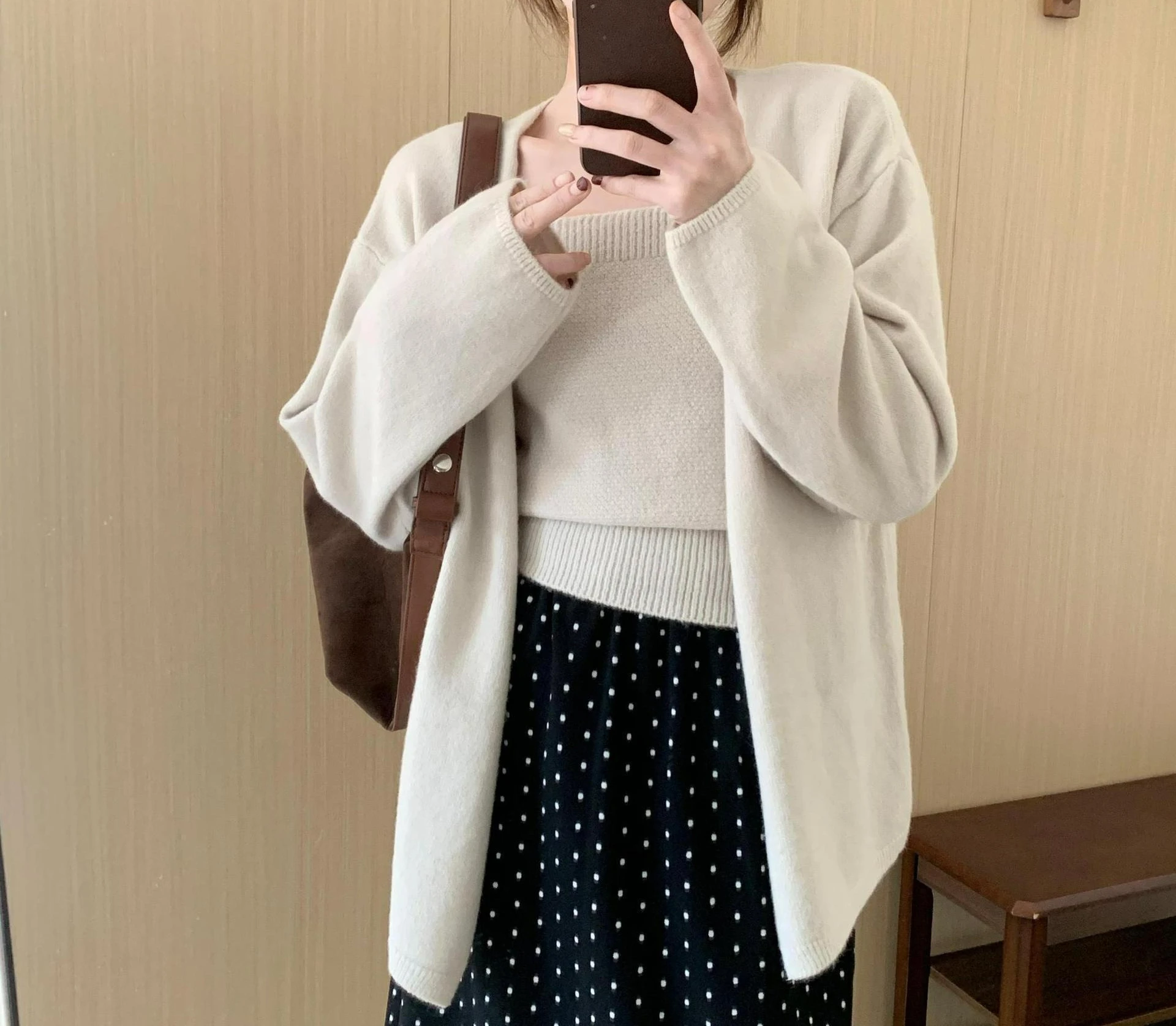 

2025 New Gentle Style Loose Knit Cardigan Tank Top Two-piece Set Autumn and Winter Sweater