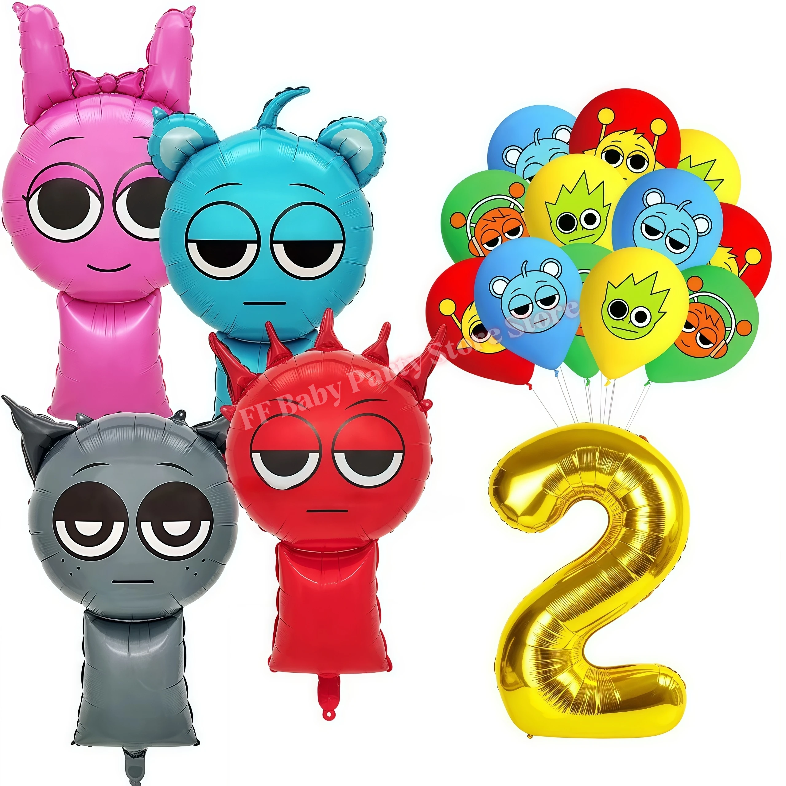 Sprunkis Geburtstagsparty-Dekorationsset Ballons Teller Becher Servietten für Jungen Mädchen Party-Geschenke Babyparty Kinder-Event-Zubehör – Detail 32