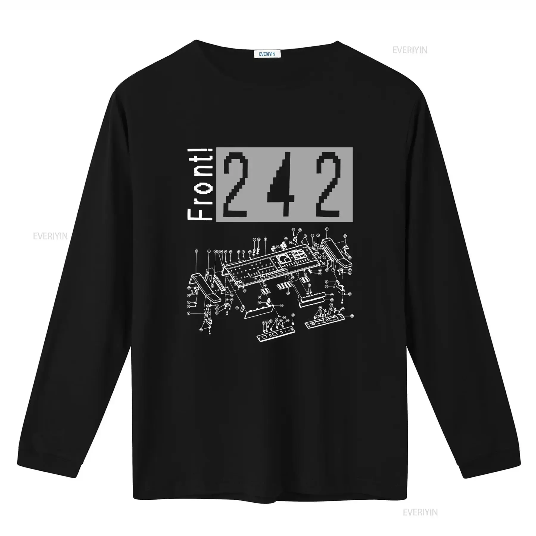 FRONT 242 Double Sided Wax Trax XL Black Concert T Shirt Print vintage Washed homme Stretched Versatile Casual Soft Breathable