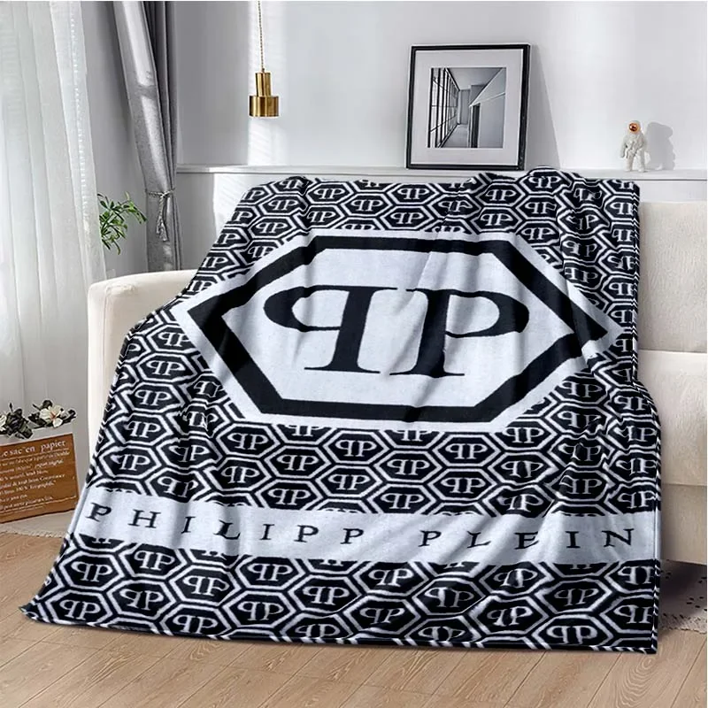 Fashion P-Philipp-Plein Logo Bedroom Decoration Flannel Blanket Living Room Sofa Cover Blanket Soft and Warm Customization