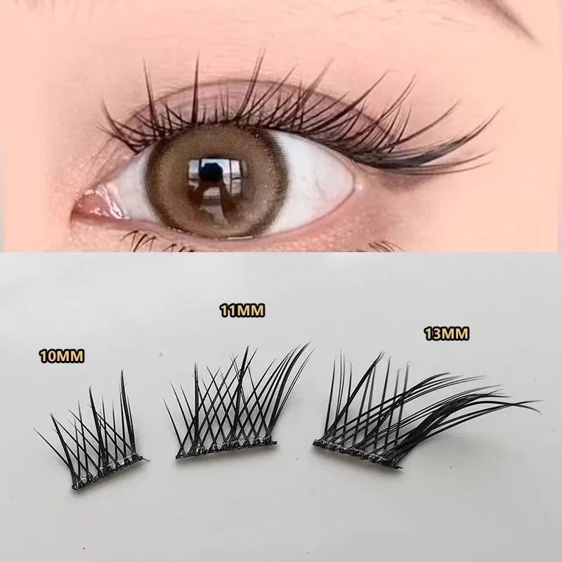 MIAOJIE 32Rows Fox Eye Manga False Eyelashes Large Capacity Tapered Thick Segmented Individual Cluster Lash Extensions Enlarge E
