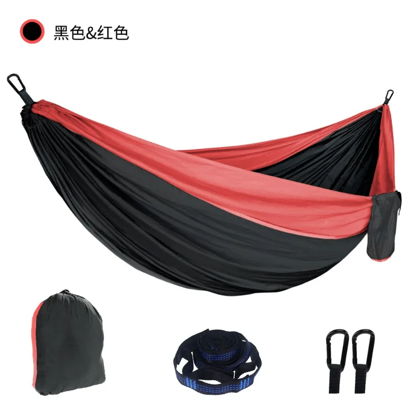 

Single Person Outdoor Camping Hammock With Nylon Color Matching Hammock High Strength Parachute Fabric Portable Hanging Bed