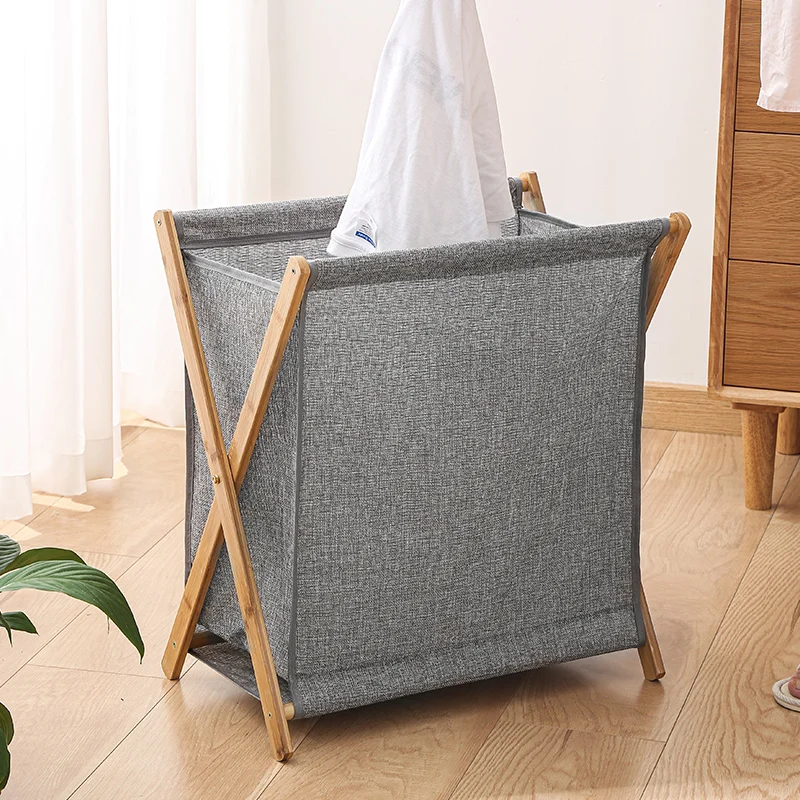 Wood Basket For Dirty Clothes Storage Hamper Large Capacity Cotton Linen Laundry Baskets Japanese Clothes Organizer Hamper New