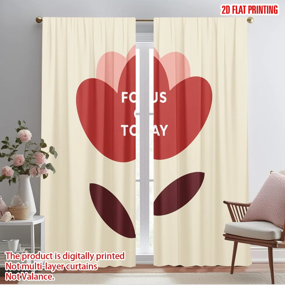 

2pcs 2D flat printing Party Curtains Modern Flower Focus Today 100% Polyester Without Electricity All Season Party & Holiday