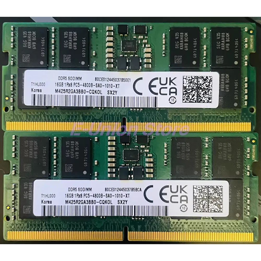 

1Pcs 16GB DDR5 4800MHz 1Rx8 4800 M425R2GA3BB0-CQKOL M425R2GA3BB0 Laptop RAM For Samsung Notebook Memory