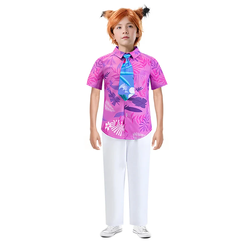 2025 Crazy Zoo City Kids Leaves Printed Shirt And Pants Necktie Birthday Party Cosplay Suit Boy Nick Fox Halloween Costume