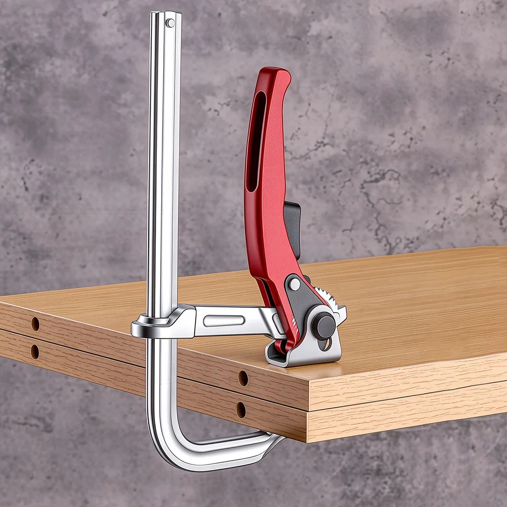 Heavy Duty Ratchet F Clamp Quick Release Track Woodworking Bench Hold Down Fixed Clip Carpenter Workpiece Holding Tool
