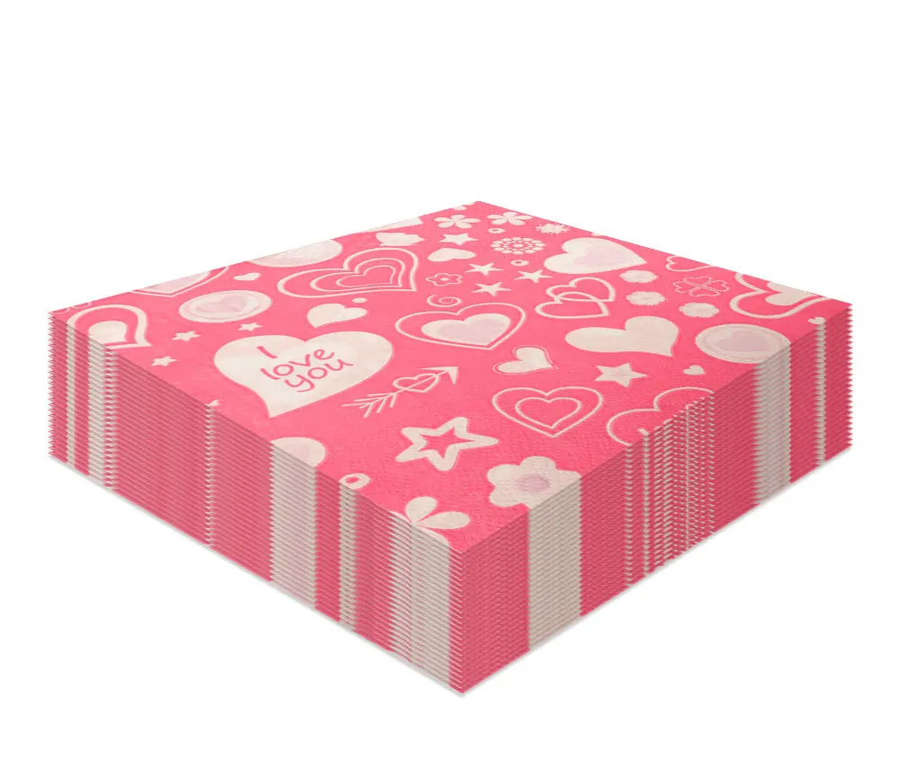 20 pieces per pack of heart-shaped printed napkins Valentines Daythemed party napkins disposable napkins for festival gatherings