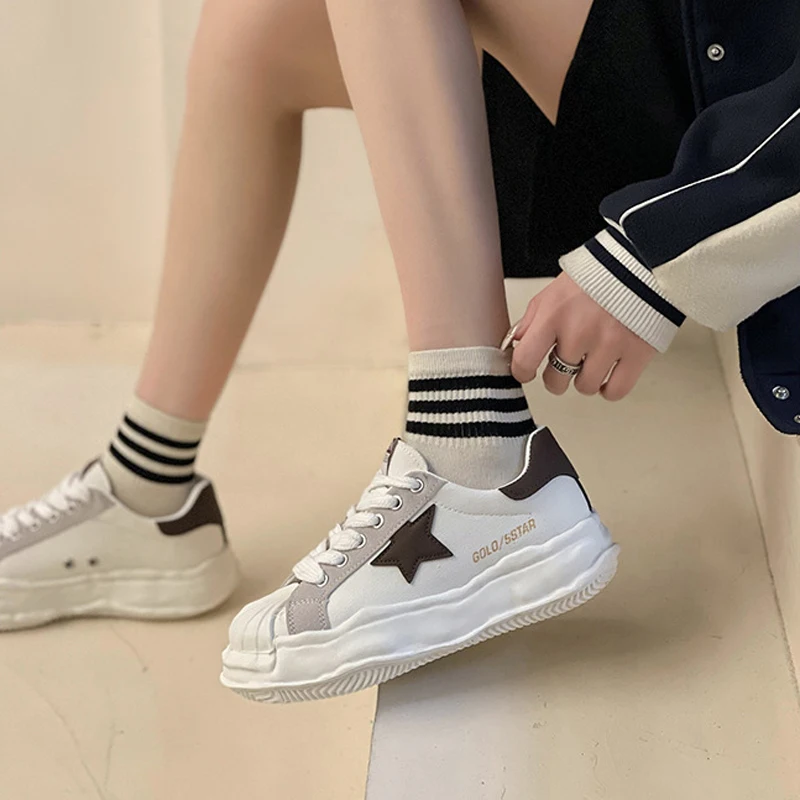 2024 White Sneakers For Women Casual Sports Vulcanize Shoes Ins Style Shell Toe Mixed-color Stars Fashion Students Daily-wear