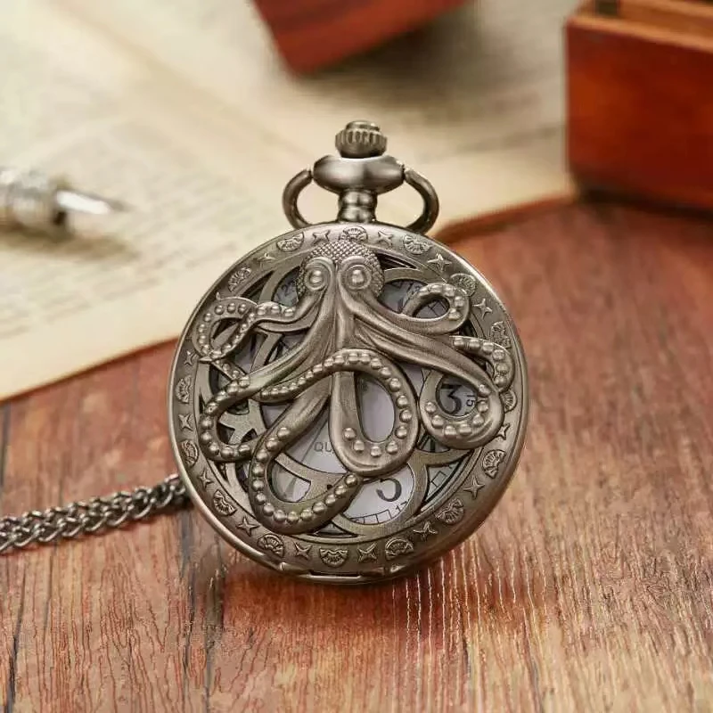 Осьминог полые креативные ретро карманные часы большие цифры студент Римский экзамен Ностальгический Осьминог мультфильм