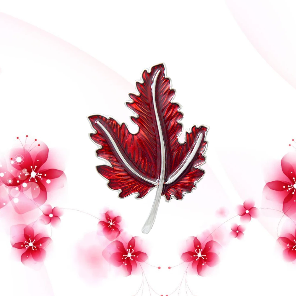 

Red Enamel Flower Lapel Pin Alloy Brooch Breastpin Maple Leaf Design Gift For Wedding Party Casual Wear Daily Decoration