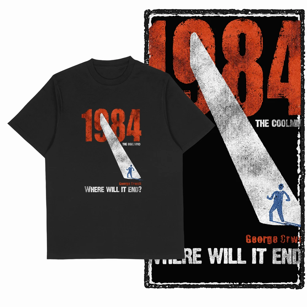 تي شيرت رجالي من Coolmind 1984 100% قطن مطبوع برسومات رائعة مقاس كبير تي شيرت فضفاض للرجال 1984 تي شيرت جرافيك للرجال تي شيرت #2