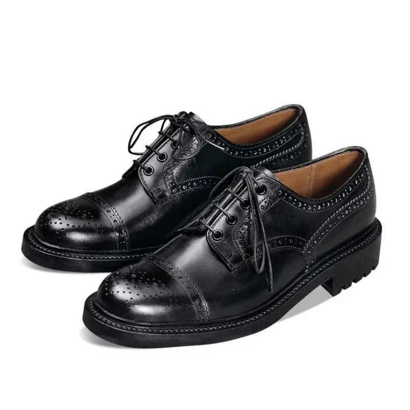 

Handmade Cowhide Brogue Shoes British Style Carved Casual Oxfords Premium Business Dress Derby Shoes Zapatos Wedding Shoes