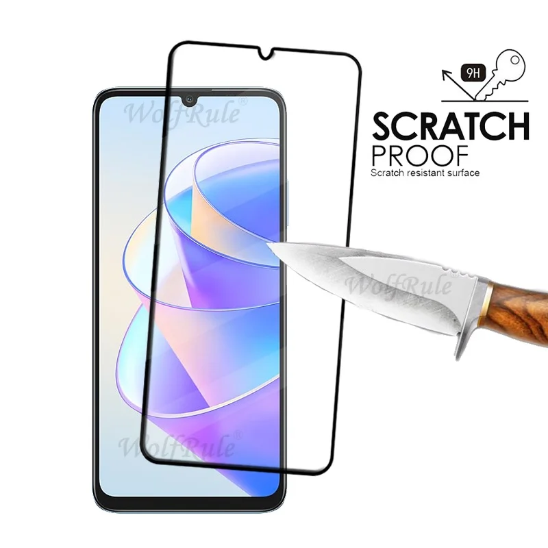 4pcs For Honor X7a Glass Honor X7a Tempered Glass Protective Full Cover Glue 9H HD For Screen Protector Huawei Honor X7a 6.75"