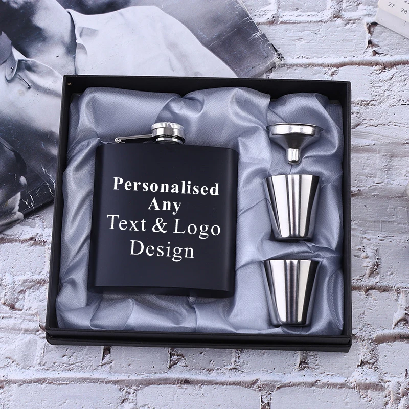 

Personalized Flask 6oz Hip Flask Stainless Steel Engrave Flask Best Man Groom Gift White Box Packing Wedding Customized Logo