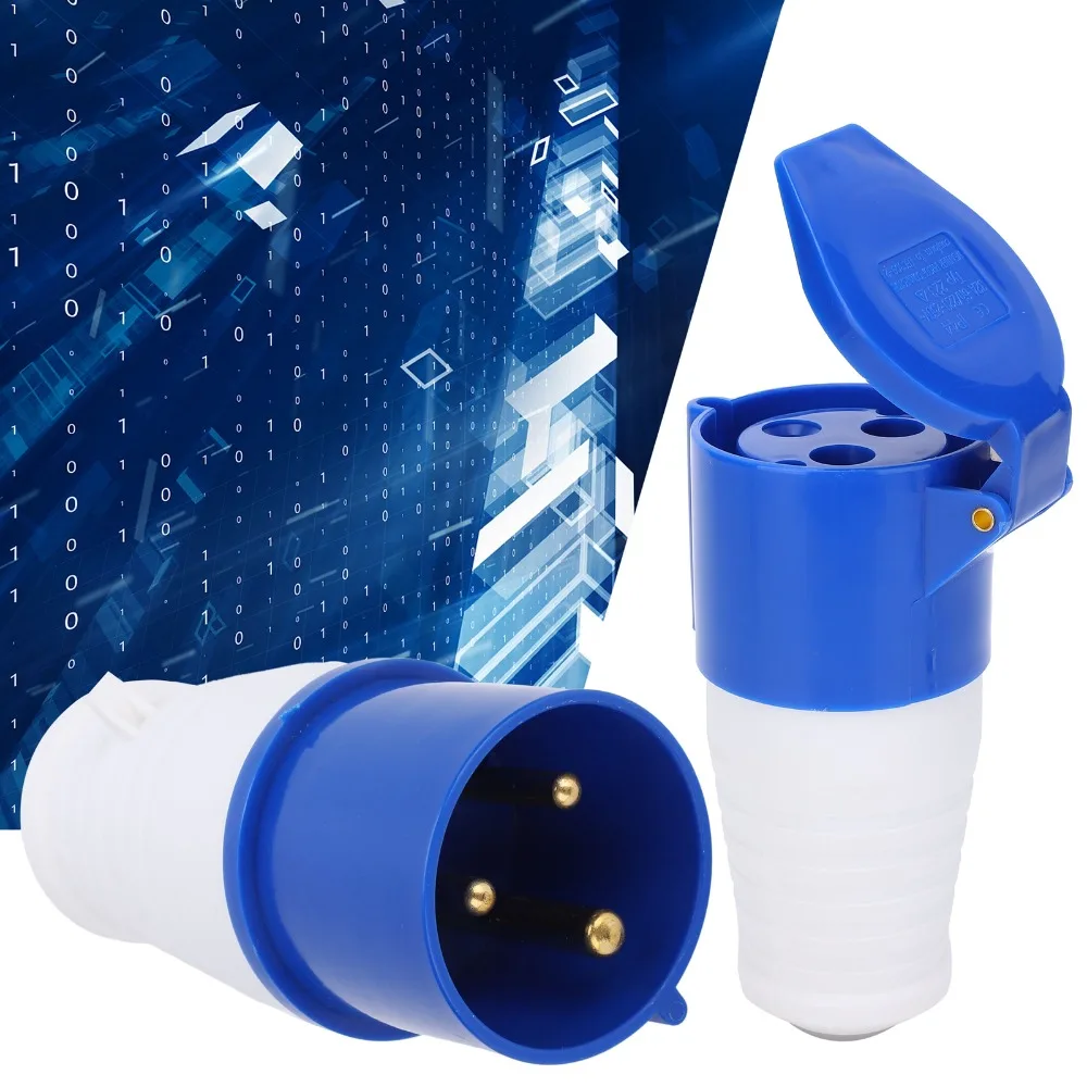 2 Pcs 3Pin SinglePhase Industrial Plug Connector Brass Rod 32A 220-250V Industrial Power IP44 Anti Drop Buckle Power Plug Set