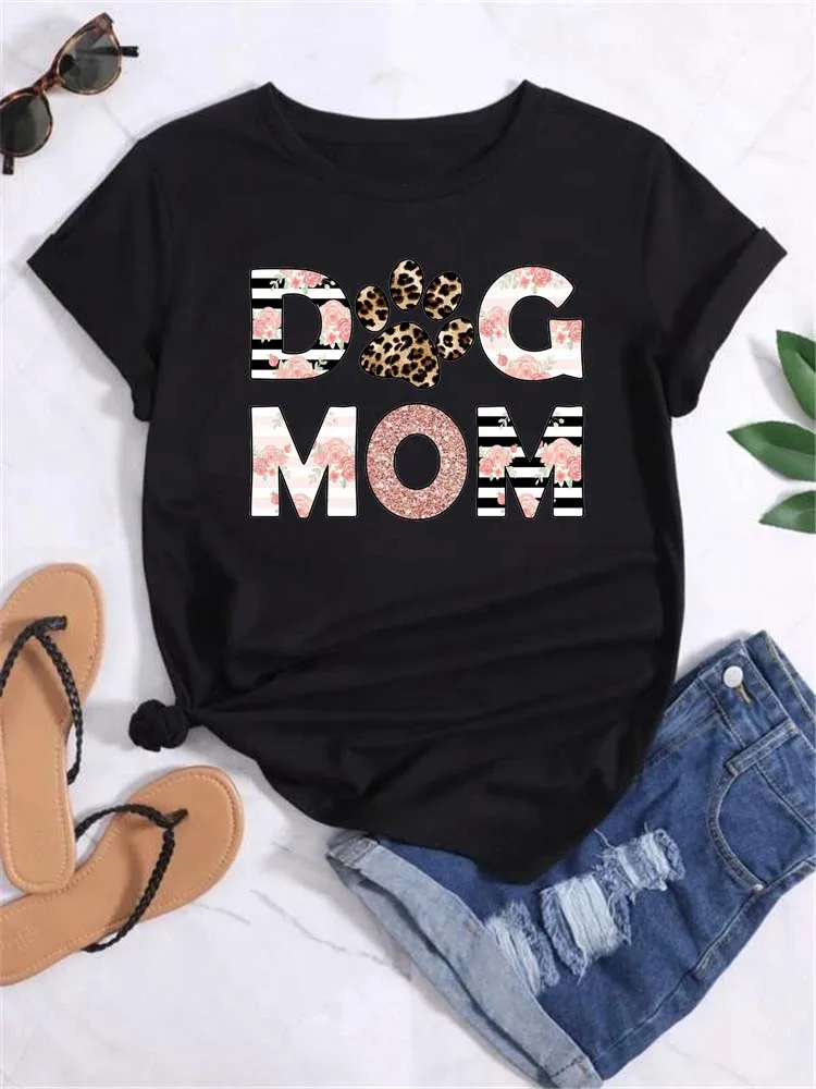 Trend Dog Mama T-shirt da donna stampate Moda Cartoon Stampa grafica T-shirt Abbigliamento Camicia femminile Manica corta T-shirt casual