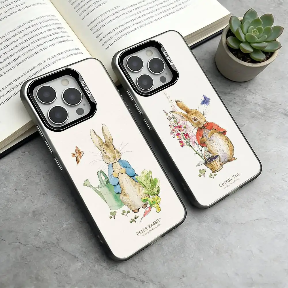 Чехол для телефона P-Peter Rabbit Cartoon-N для iPhone 17, 16, 15, 14, 13, 12, 11 Plus, Pro Max, XS, цветной серебристый чехол-фунда.