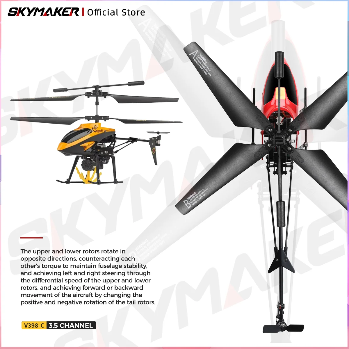 Wltoys V388 V398-C RC Drone 3.5CH Colorful Lights 2.4G Remote Control Safe Fall-resistant Mini Helicopters Toys for Kids Gifts