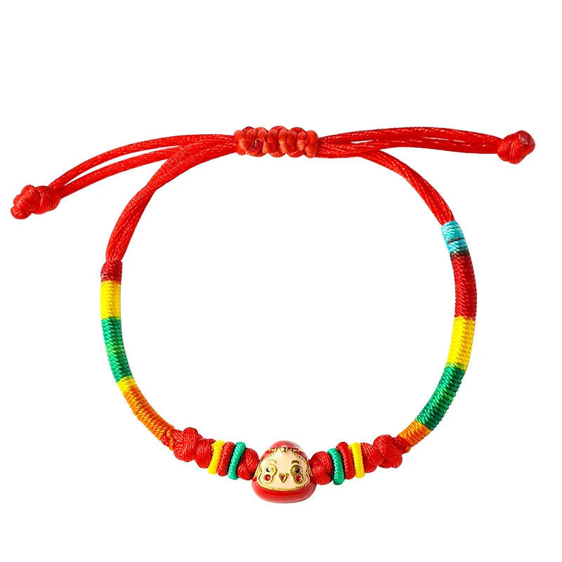 Handmade Braided Red Rope Chinese Zongzi Charm Bracelets For Women And Men Rainbow String Knot Prayer Friendship Jewelry Gift