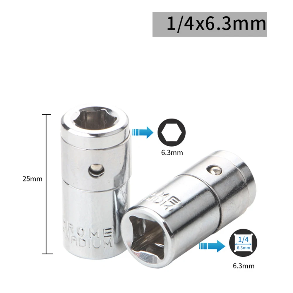 

Tool Converter To 1/4 Hex 1/4 3/8 1/2 5pcs Accessories Chrome Vanadium Steel Converter Screwdriver Bit Brand New