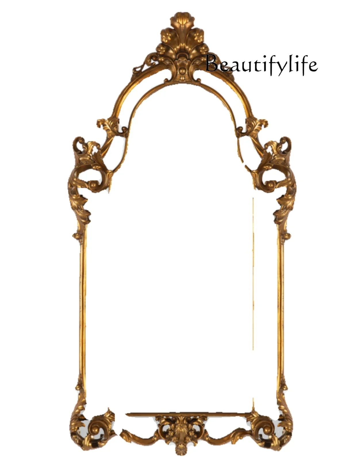 

French Vintage Style Mirror Bathroom Wall-Mounted Cosmetic Mirror Master Bedroom Carved Dressing Mirror Fireplace