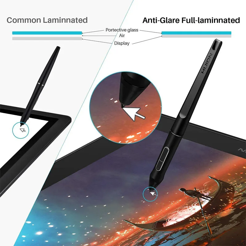 Huion Graphic Monitor Kamvas Pro 16 Drawing Tablet Screen 15.6 Inch Digital Tablets Draw Display with Battery-free Stylus Pen