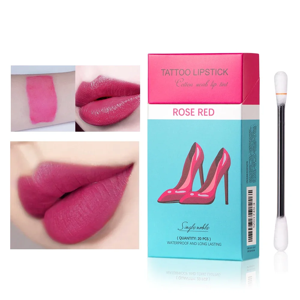

20cs/Set Liquid Lipstick Non-Stick Cigarette Tattoo Cotton Swab Design Waterproof Lip Gloss Moisturizing Portable Korean Makeup