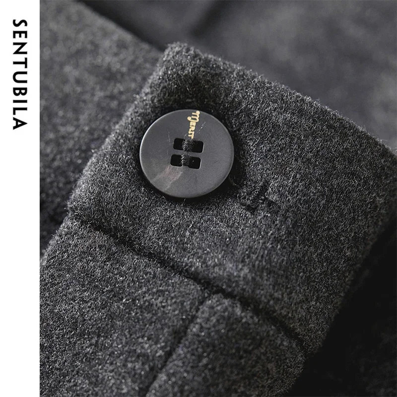SENTUBILA Wool Blend Flare Pants Women Winter Thick Warm Trousers 2024 High Waist Office Lady Fashion Casual Pants 144K57322