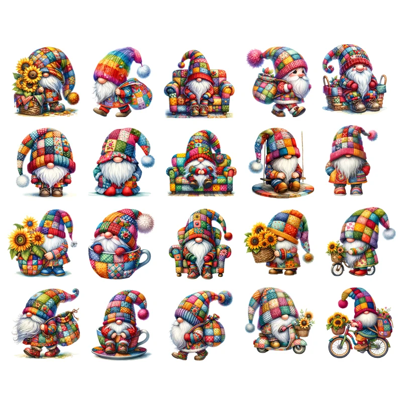 Vintage Colorful Elf Colorful Cloth Iron on Patches Vinyl DTF Heat Transfer Patch Iron On Patches for T Shirt Bag Sticker DIY