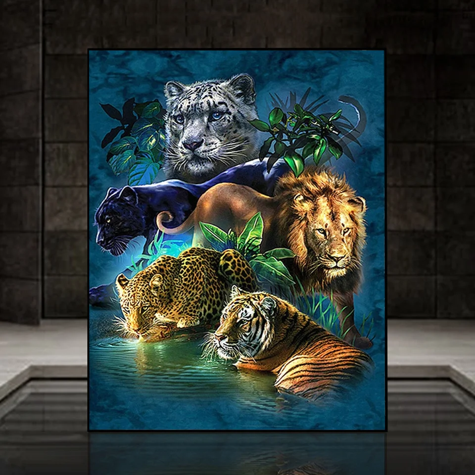 5D Diamond Painting Forest Tiger Leopard Lion Diamond Mosaic Painting Animals Full Square/Round  Drill Rhinestone Embroidery DIY